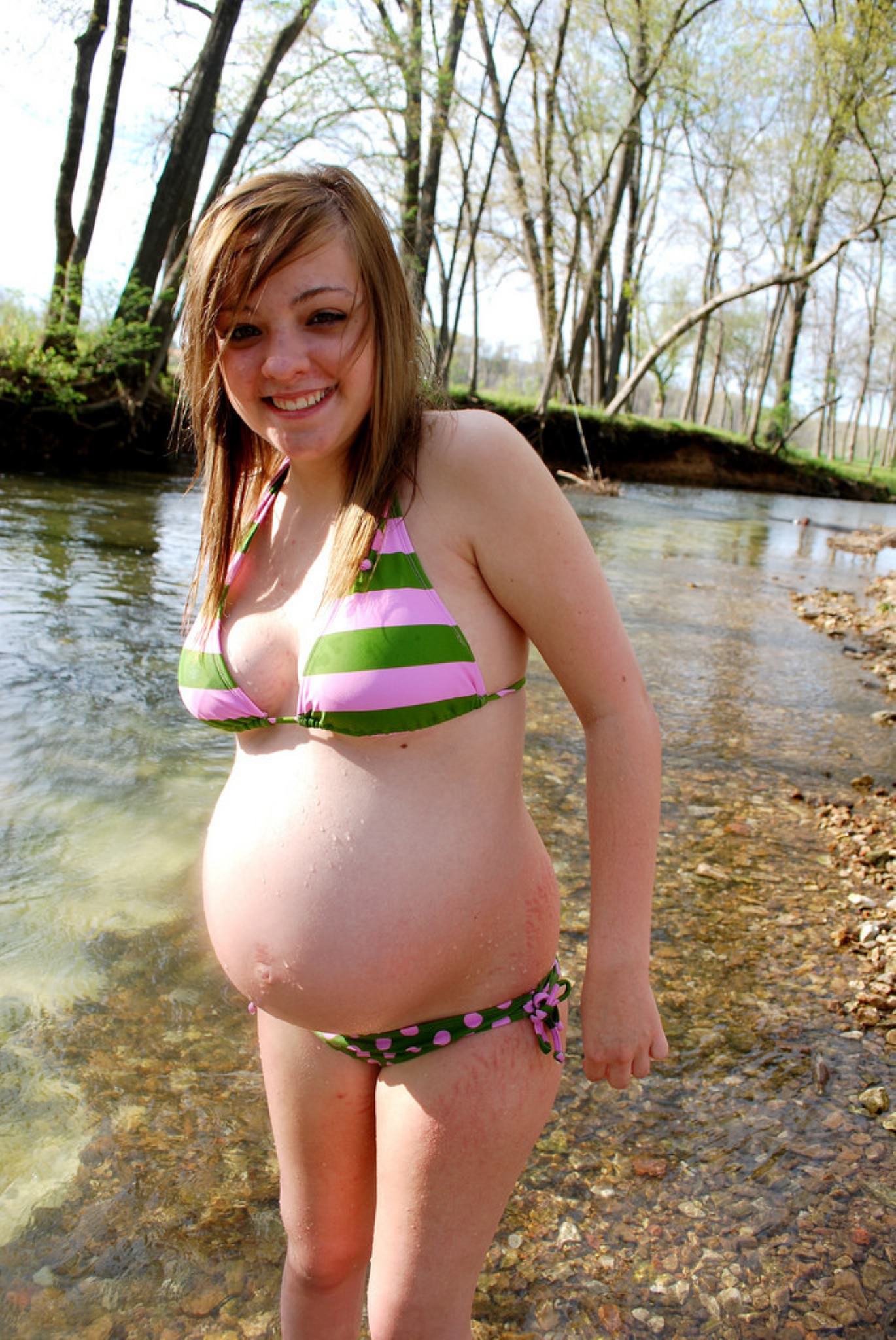 Pregnant Girl In A Swimsuit On The River Porn Pic Eporner