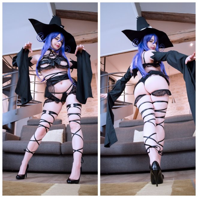 [Self] Front and Back of my Blair fanservice version from Soul Eater! Which one do you prefer? I had much fun with this lingerie, I don't know, I just