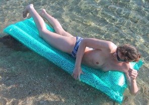photo amateur Sun tanning Turquoise Bikini Beauty Vacation 