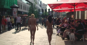 Nudist tourists.