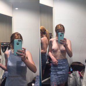 photo amateur Had some fun trying on some clothes in petite sizes of course! Album in comments.