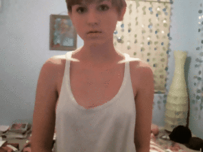 Very cute girl in front of webcam.
