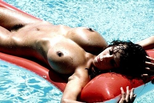 Tanning in the pool