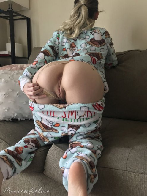 In her pyjamas