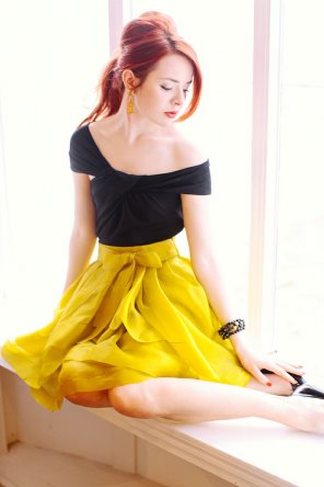 foto amadora Yellow dress
