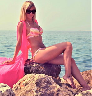 Natalia blonde bikini slut boobs legs feet hair