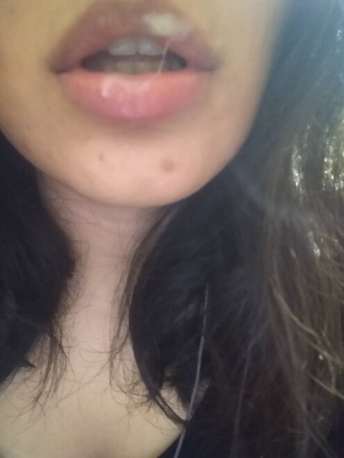This is cream from my pussy that I smeared all over my lips and face. If you like it, I have videos too!