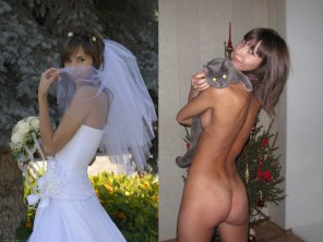 Katy Caro - Wedding Gown And Pussy Cat