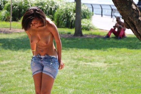 Undressing in the park