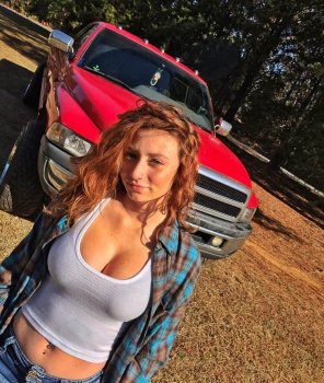 A hottie and her truck