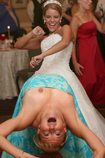 Embarrassing wardrobe malfunction at the wedding reception