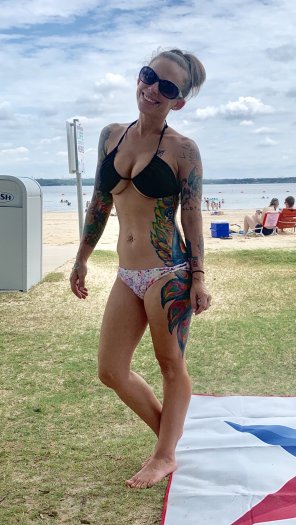 Beach day! Dressed more mild since the kids were with us. [F]