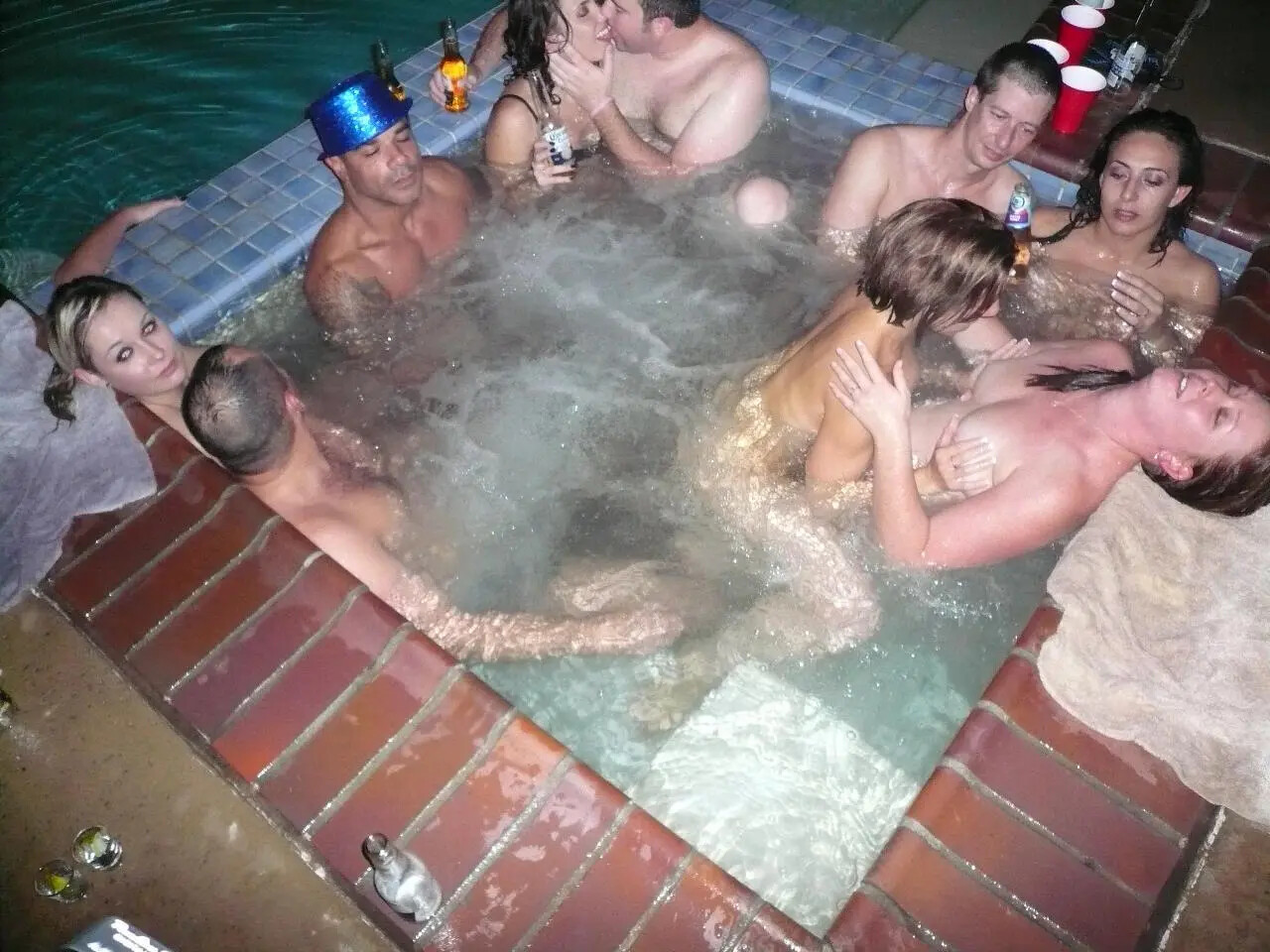 naked amateur in a hot tub