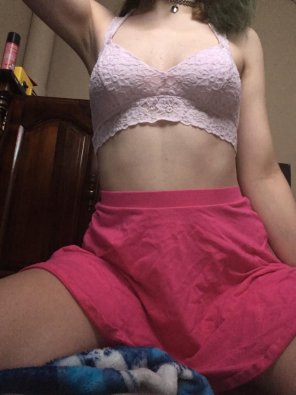 amateur photo SFW me in a cute pink outfit