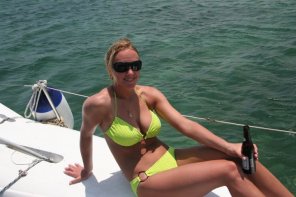 photo amateur Bikini Vacation Boating Sun tanning Recreation 