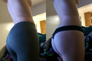 amateur pic My booty in and out of yoga pants