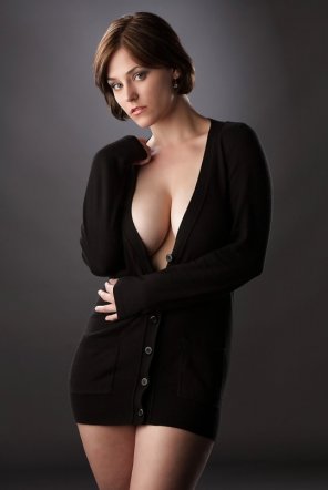 foto amadora Long Black Sweater