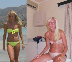 foto amadora Before and after the tan.