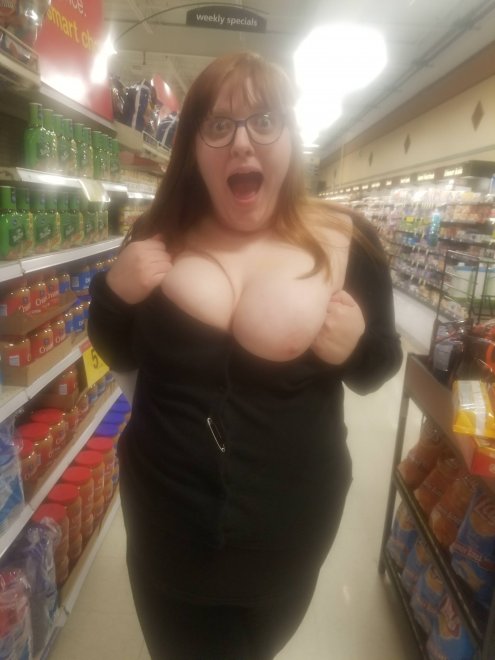 [F] Tits out in the bread aisle
