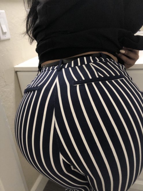 Snuck out of the office & bent over to show you guys my new work pants. They [f]it me pretty well, don't you think?