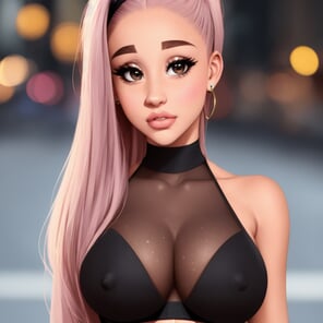 photo amateur 00053-482348975-ariana grande, blend, cleavage, sexy, nipple outline, solo, detailed face, symmetric, realistic eyes, looking aside, standing, s