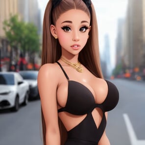 photo amateur 00054-992613417-ariana grande, blend, cleavage, sexy, nipple outline, solo, detailed face, symmetric, realistic eyes, looking aside, standing, s