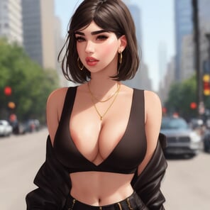 photo amateur 00058-3809461844-dua lipa, blend, cleavage, sexy, nipple outline, solo, detailed face, symmetric, realistic eyes, looking aside, standing, skin p