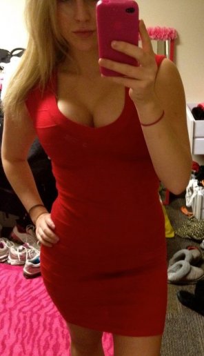 amateur photo Tight red dress