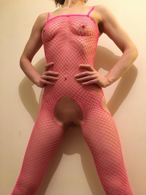 アマチュア写真 My Petite Body and Tiny Tits in My Pink Bodystocking [f]