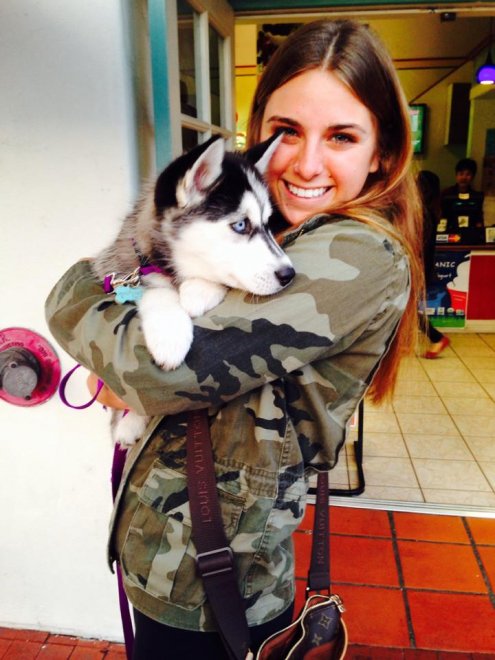 Cute girl holding cute dog