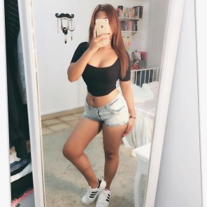 foto amadora Clothing Crop top Selfie Leg jean short 