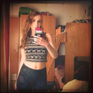 foto amadora Clothing Shoulder Waist Crop top Selfie 