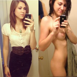 amateur-Foto before and after a shower