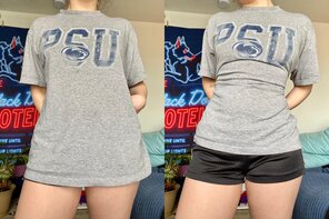 amateur photo sfw and yet so sexy. it's wild what a big t-shirt can hide