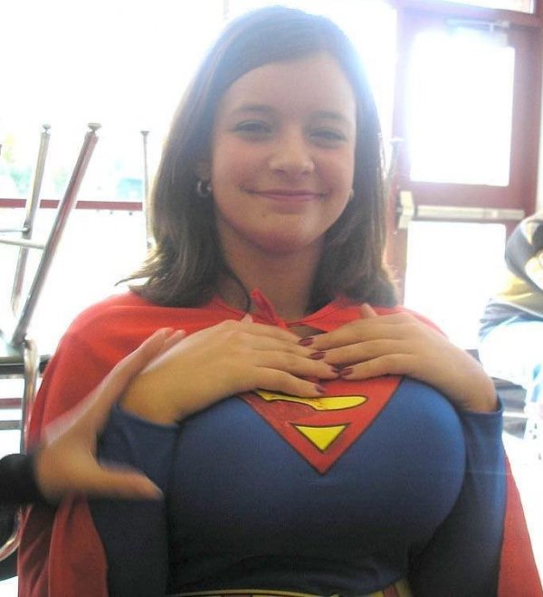 Stuffed into her Supergirl costume