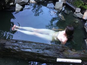 My Leggy Wi[f]e Relaxing in a Hot Spring.