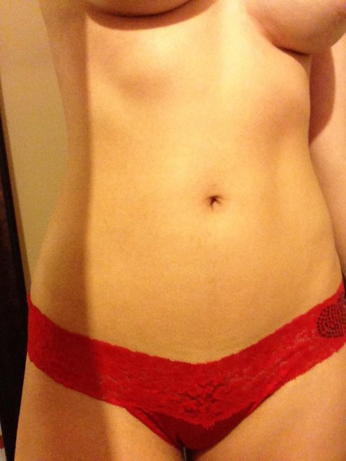 Red panties and some underboob