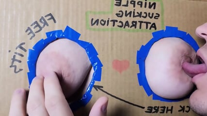 Glory Hole Nipple Sucking and Licking