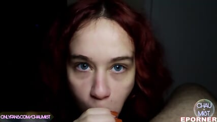 Blue Eyes Redhead BLOWJOB FINISH Cumshot Cum Facial At 6.02, Blowjob Queen CHAU MIST