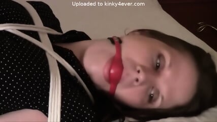 Red Ball Gag And Struggle In The Bed