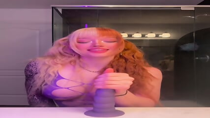 Wheyfu Xinia Can't Help But Play & Fuck Ur Purple Plastic Cock In Her Skimpy Purple Dress In Sexy Purple Lighting