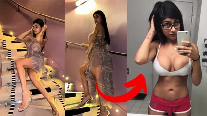 Beautiful Mia Khalifa Gets Pussy Ravaged In Spitroast Threeway