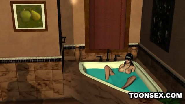 Sexy 3D babe masturbates before getting fucked