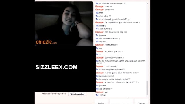 Omegle French teen reveals huge tits to help me