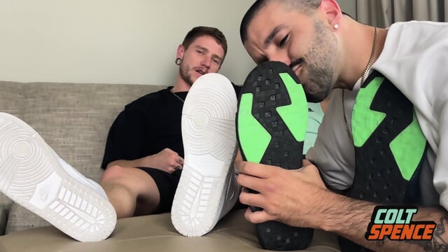 Colt Spence and FL Sock God Get Their Sexy Jock Feet Worshiped by Handsome Nick Charms