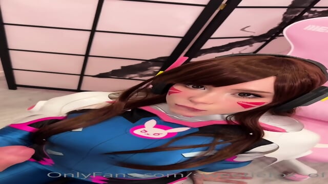 busty D.Va swallowing a cock