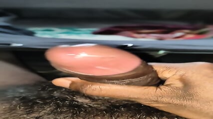 Masturbating pubic haired dick with lubricated and ejaculating sperm