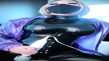 She Is Using A Vibrator Toy While Shes Wearing Fully Latex