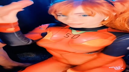 Asuka Langley swallowing Shinji's cock