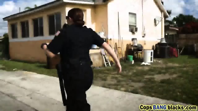 Horny big cocked stud fucking two nasty police officers in uniform